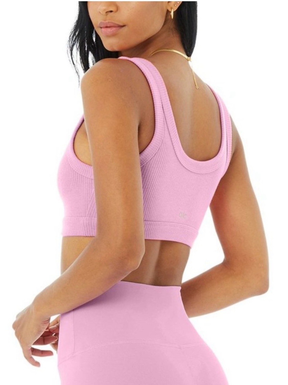 Alo Yoga Ribbed Wellness Bra Pink Lavender Scoop Sports Bra Size Small S - Picture 2 of 13